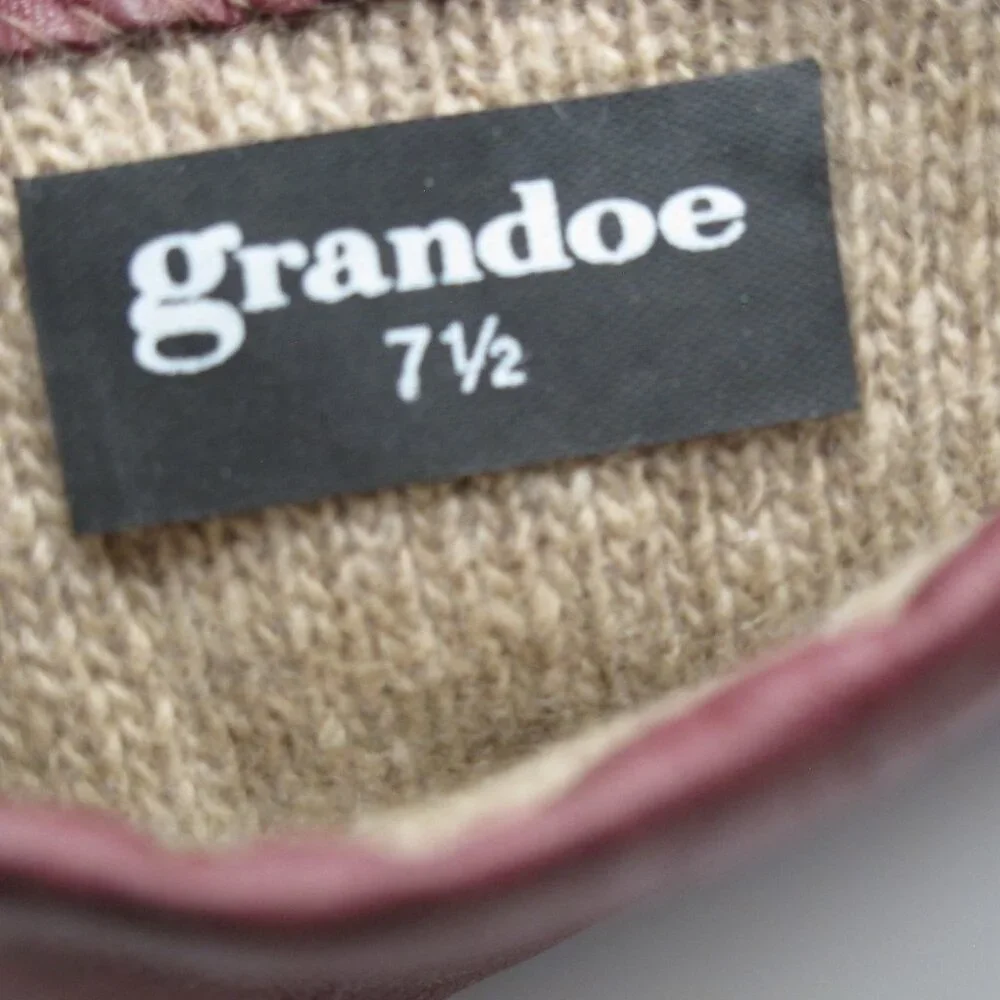 Grandoe cranberry ladies leather gloves with cashmere lining 7.5